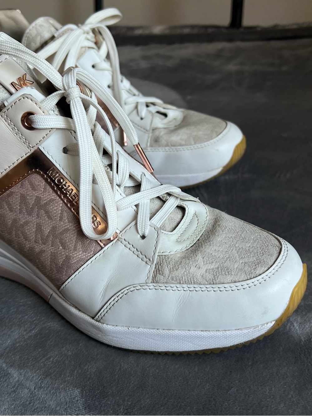 Michael Kors Cream and Rose Gold Lace-Up Sneakers